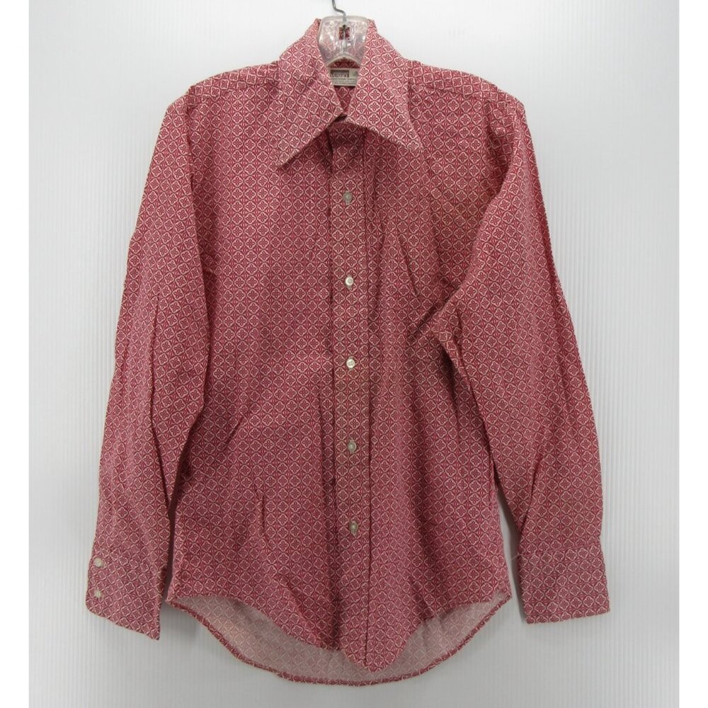 VINTAGE Montgomery Ward Shirt Small 70s Disco Geometric Dagger Collar *